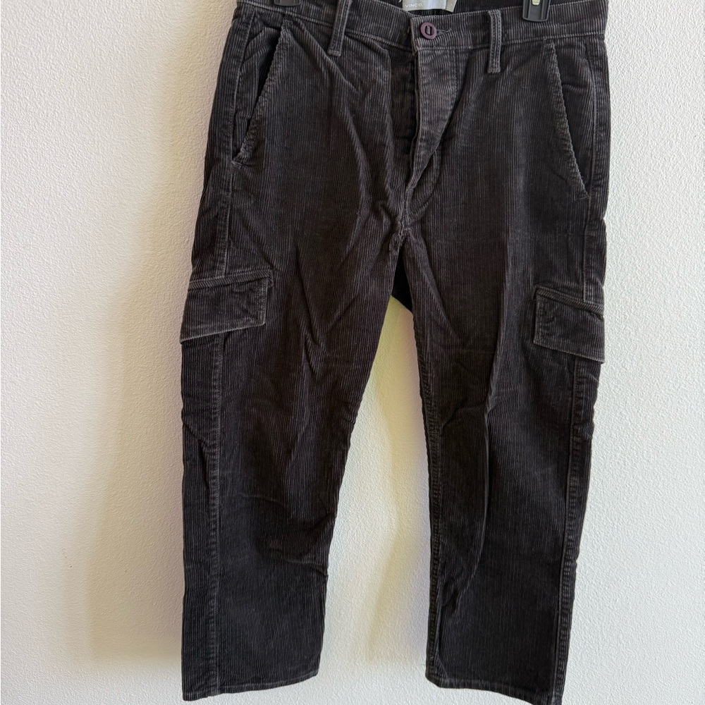 Vince Women's Charcoal Corduroy Ankle Flight Cargo Jeans
